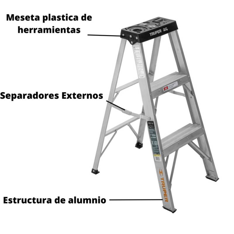 Escalera de Tijera Meseta Plástica con 6 Peldaños