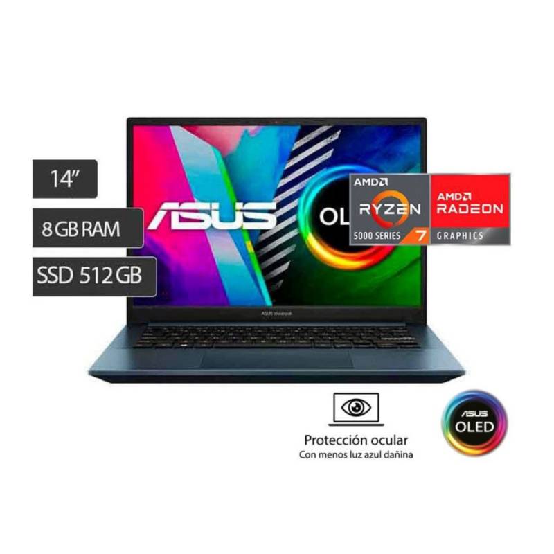 ASUS - Laptop Asus VivoBook Pro M3401QA-KM014W 14” 2.8K OLED, AMD Ryzen 7 5800H, 8GB, 512GB SSD, Windows 11