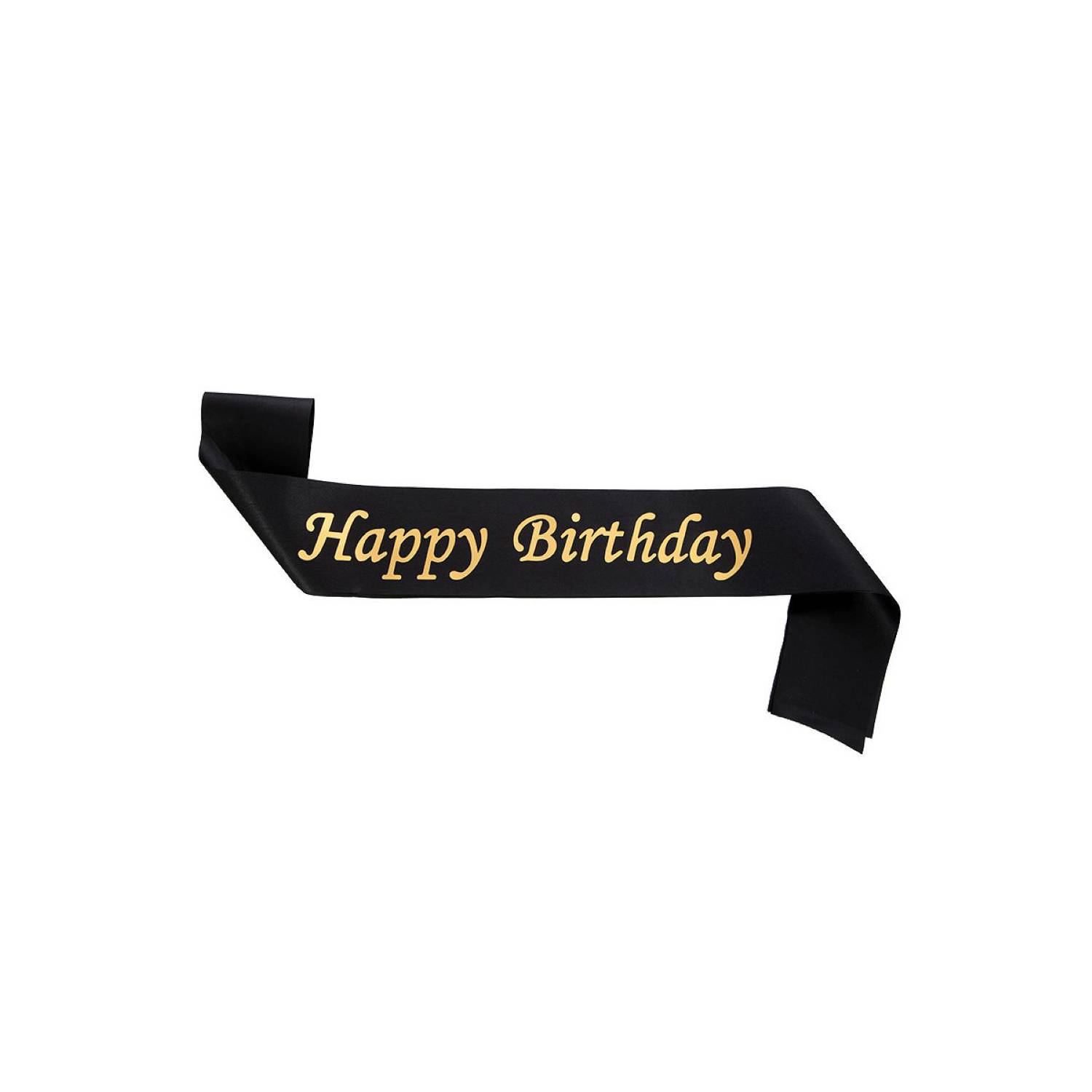Banda cumpleaños Happy birthday negro con dorado GENERICO