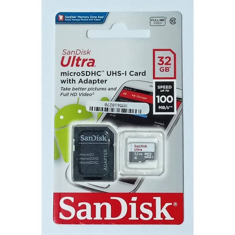 MEMORIA MICRO SD 32GB SANDISK ULTRA CLASE 10 100 MB/S – ON PLAY 2023