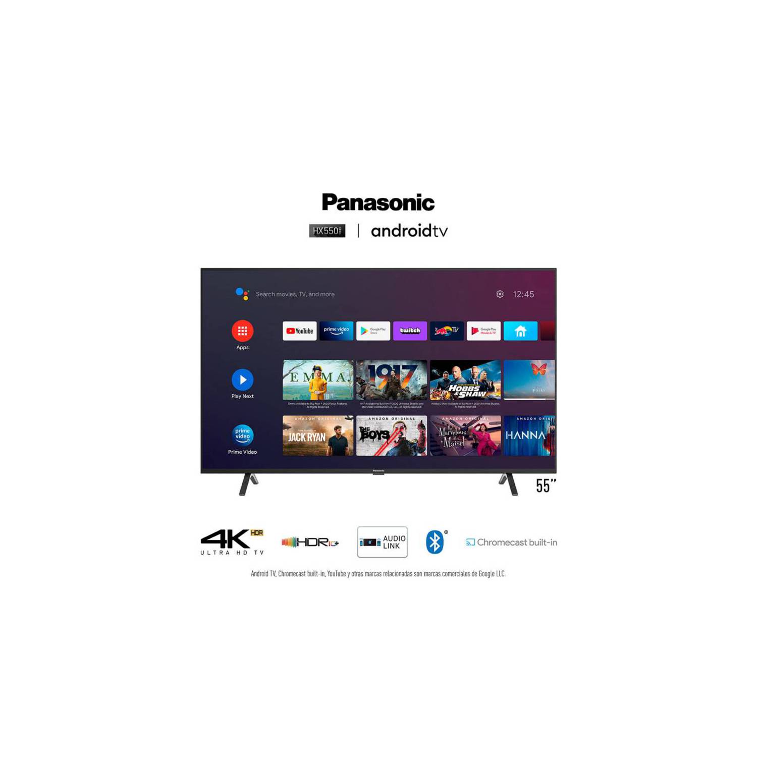 Smart TV Android 55'' LED 4K UHD Panasonic TC-55HX550B 3 HDMI 2