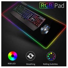 OEM - MousePad Gamer RGB Led Premium 80x30x04 -  Color Negro Sin Logos