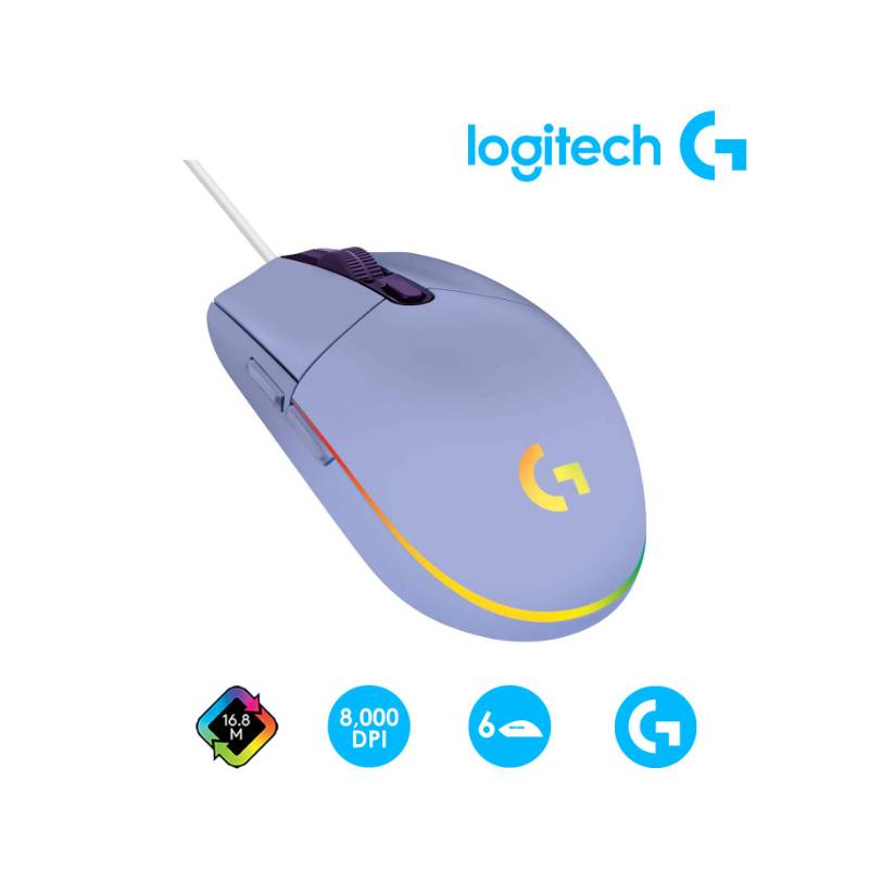 Logitech G203 LIGHTSYNC Gaming Mouse, Lilac (910-005851)