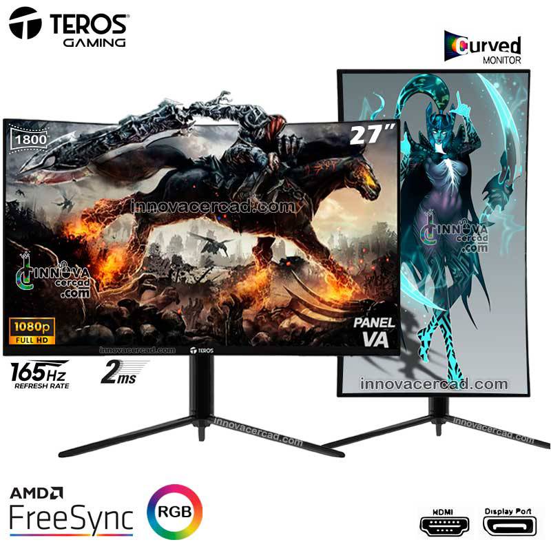 Monitor Teros Curvo 27 Full HD, 165hz, AMD FreeSync, Pivot, HDMI, DP TEROS