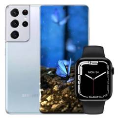 Celular Samsung Galaxy S21 Ultra 5G 128GB Blanco más Smartwatch S8 Obsequio