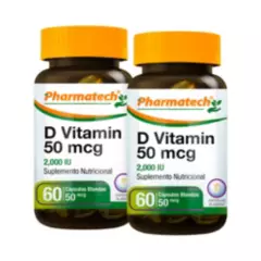 PHARMATECH - Vitamina D 2000Ui Pharmatech 60 Caps Blandas Pack X2