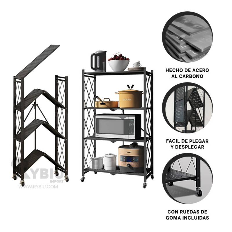 Estanteria Plegable en Metal Negro Resistente