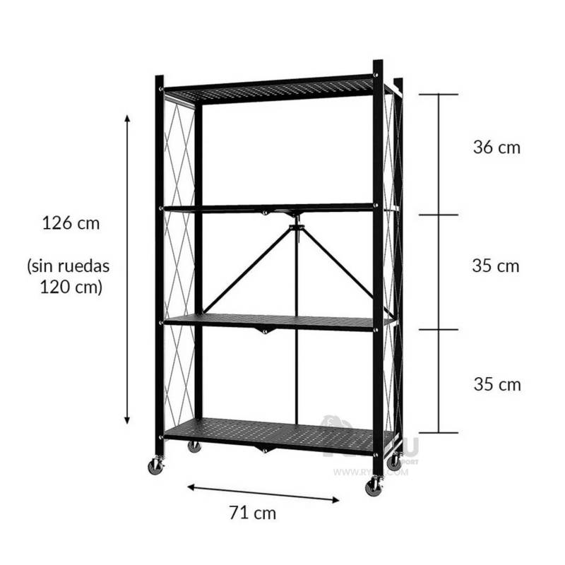 Estanteria Plegable en Metal Negro Robusto RYBIU IMPORT