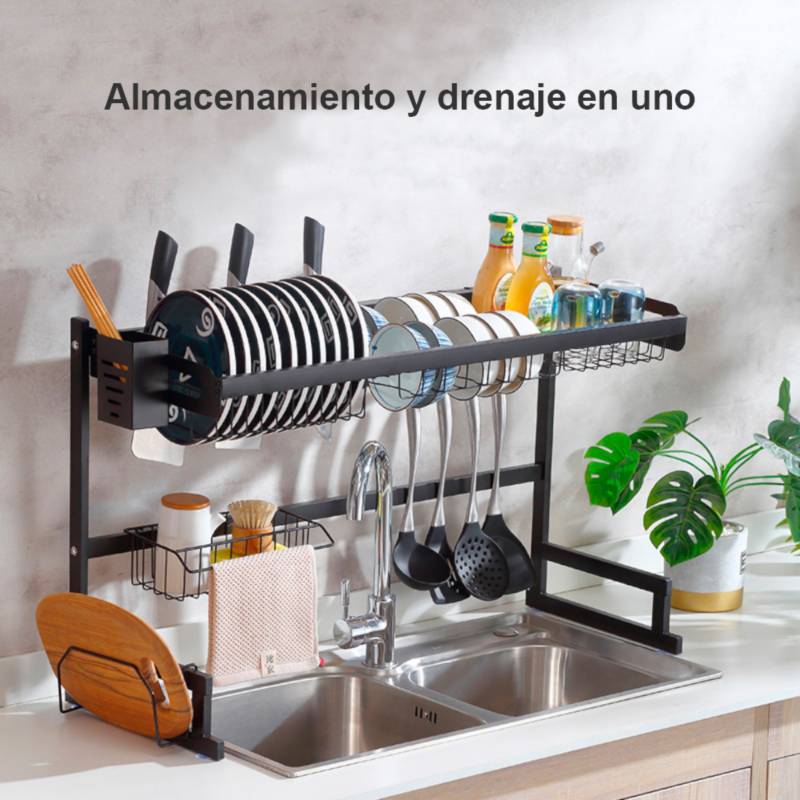 MR.SIGA Escurridor de platos para encimera de cocina, escurridor de platos  compacto con escurridor, soporte para utensilios y estante para tazas