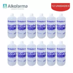 ALKOFARMA - Alcohol líquido medicinal 70° 1 litro ALKOFARMA. Pack 12 unidades