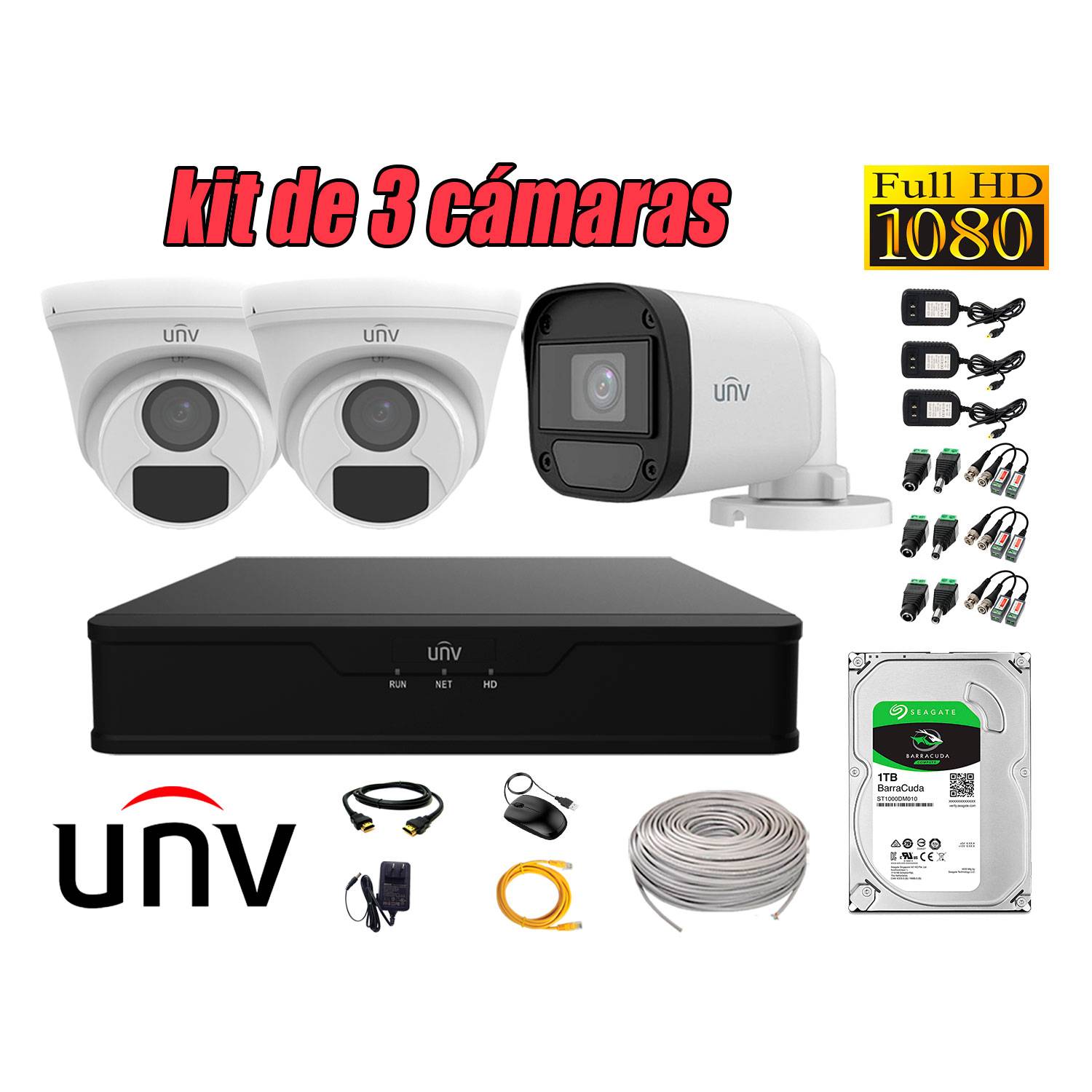 Kit videovigilancia IP WiFi grabador digital 1 Tb y 2 cámaras IP  motorizadas con LEDS IR para exterior