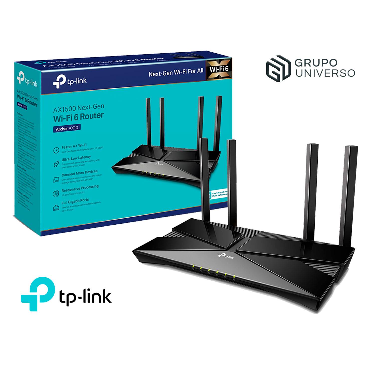 Archer AX10 TP-Link Router Wi-Fi 6 Dual Band 5 GHz 2,4 GHz AX1500