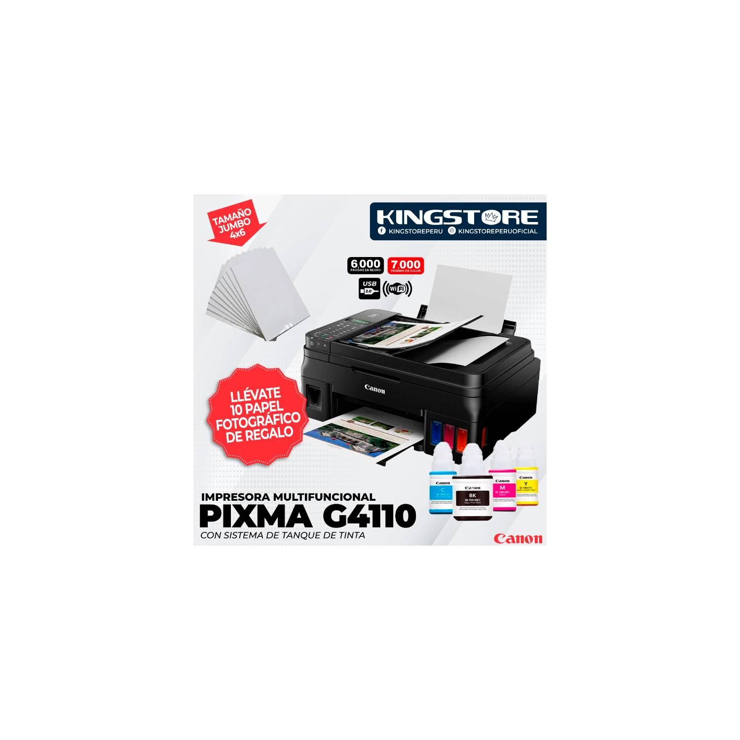 Impresora multifuncional Canon PIXMA G4110, ADF de 20 hojas CANON