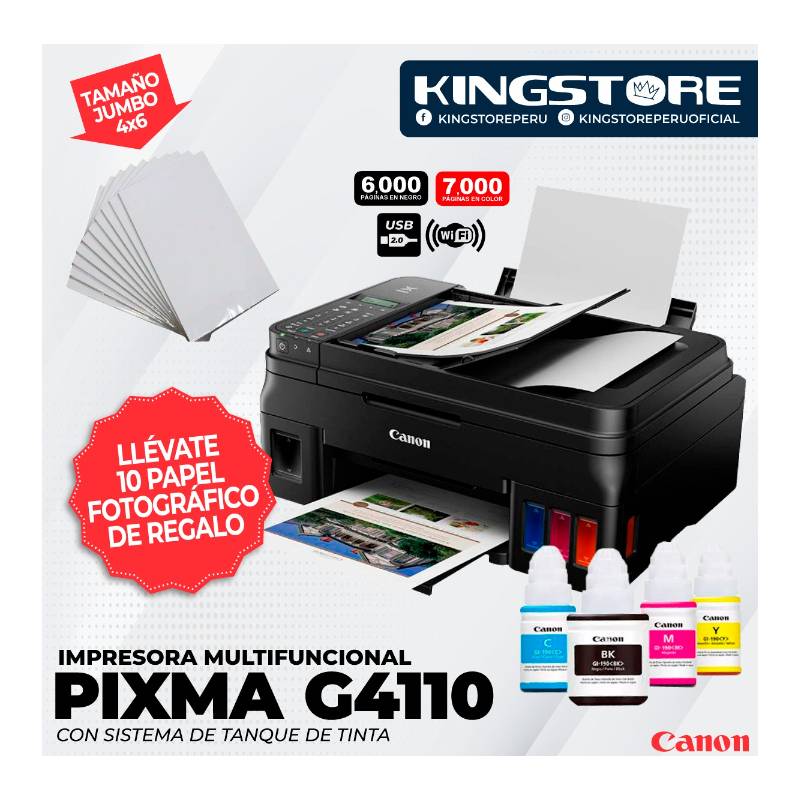 Impresora multifuncional Canon PIXMA G4110, ADF de 20 hojas CANON