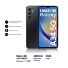 SAMSUNG - Smartphone Galaxy A34 5G AMOLED 6GB 128GB SM-A346M - Grafhite