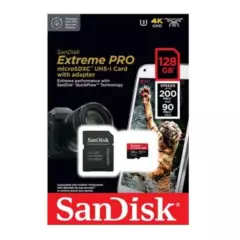 SANDISK - Memoria Sandisk Extreme Pro Micro SD 128GB 4K 200mbs A2 Dron GoPro