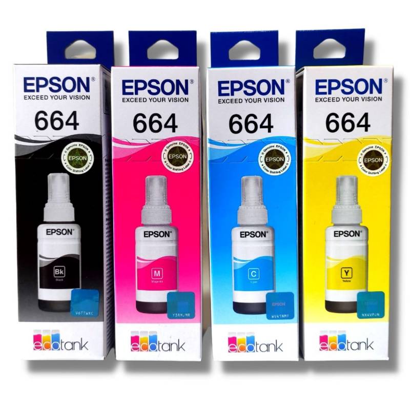 EPSON - Kit Tinta Epson 664 Cyan Magenta Amarillo Negro T664