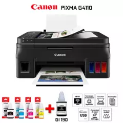 CANON - Impresora Multifuncional Canon G4110 ADF Wifi + 1 Tinta BK de regalo
