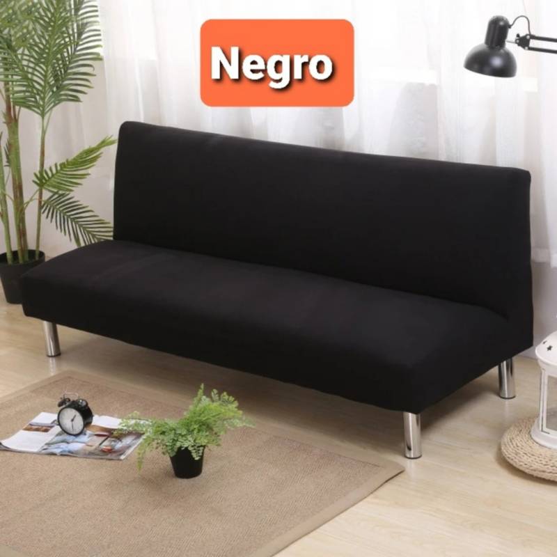 Funda negra para sofá cama sin brazos para sala de estar, sofá futón de  tela suave y ligera con 92% poliéster, funda plegable para sofá cama, futón