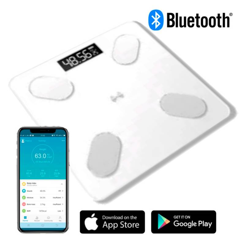 Balanza Digital Bluetooth Controla Peso y Grasa MOD: 698 - BLANCO