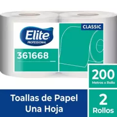 ELITE - Papel Toalla Jumbo Classic Blanco 200 Mts 2 Und