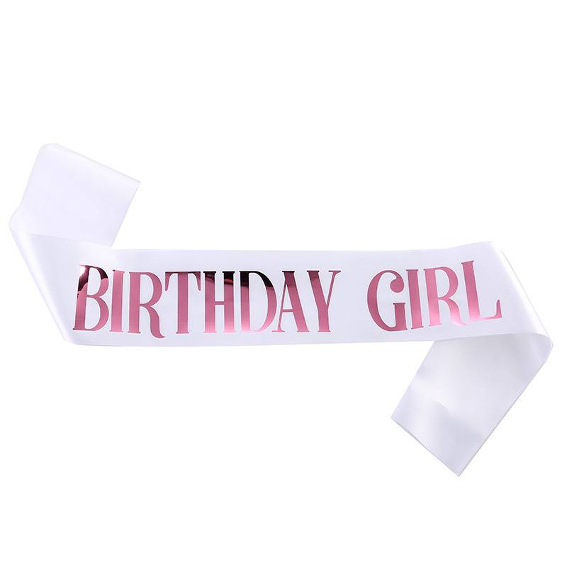 Banda cumpleaños Birthday Girl blanco con rosado GENERICO