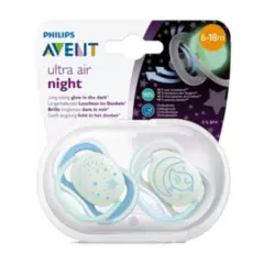 AVENT - Chupon Avent Ultra Air Night de 6 a 18 meses Pack 2unid Niño