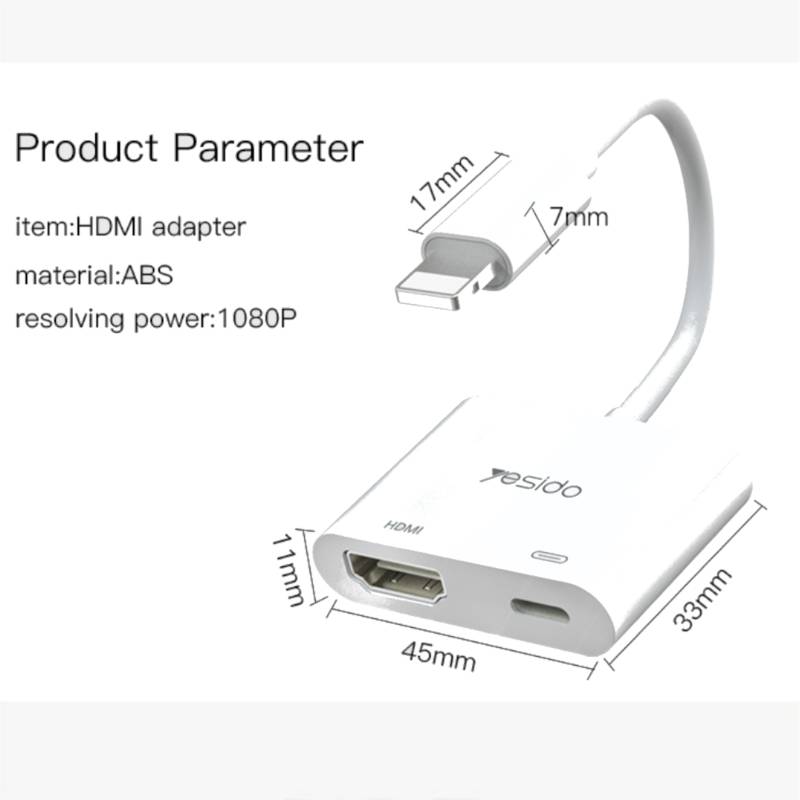 Adaptador YESIDO Lightning a HDMI iPhone iPad Apple YESIDO