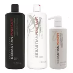 SEBASTIAN - Shampoo 1000ml +  Acondicionador  + Crema Potion9 Sebastian Penetraitt