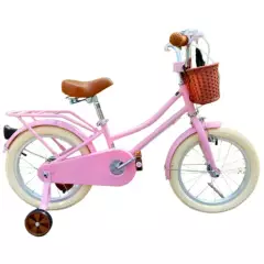JOY STAR - Bicicleta con rueditas de Aprendizaje Stitch Aro 16  Rosada