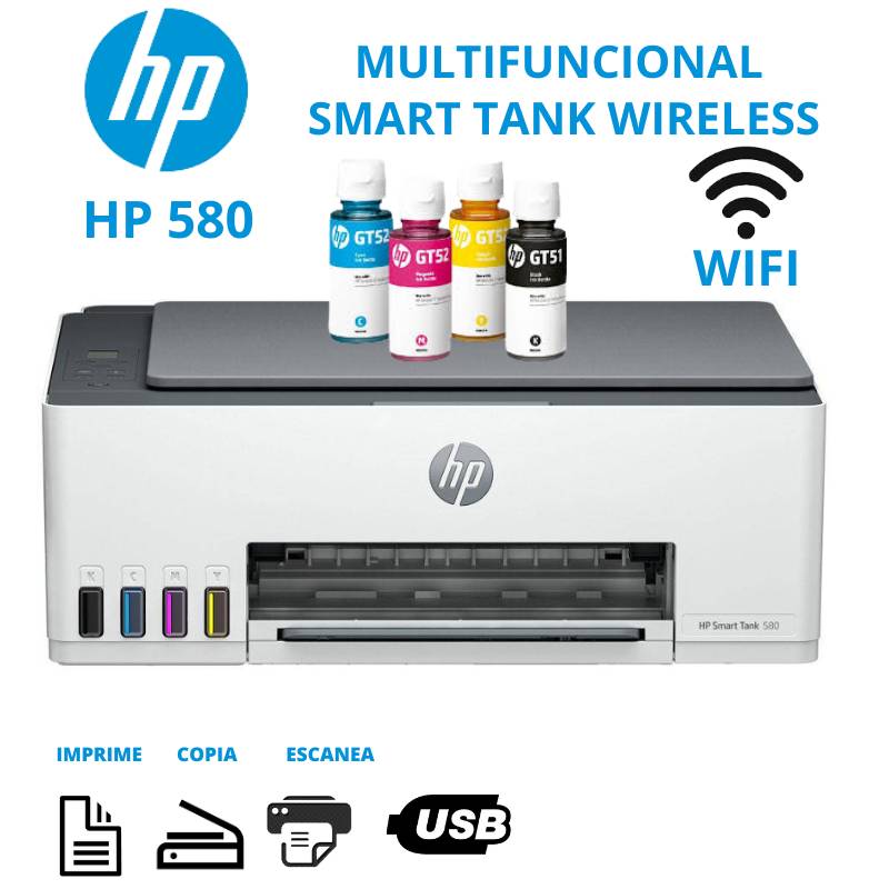 Impresora Multifuncional Hp Smart Tank 580 Inalambrica Wifi Hp 4938
