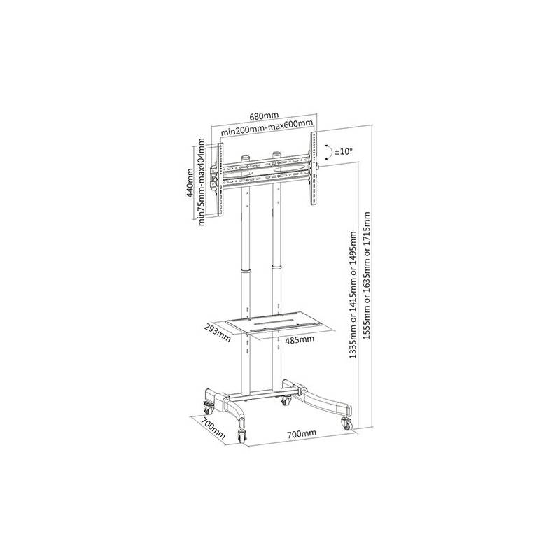MONTECH - Pedestal Con Rueda Para Tv 32 a 65 Pulg - Diseño elegante  GENERICO