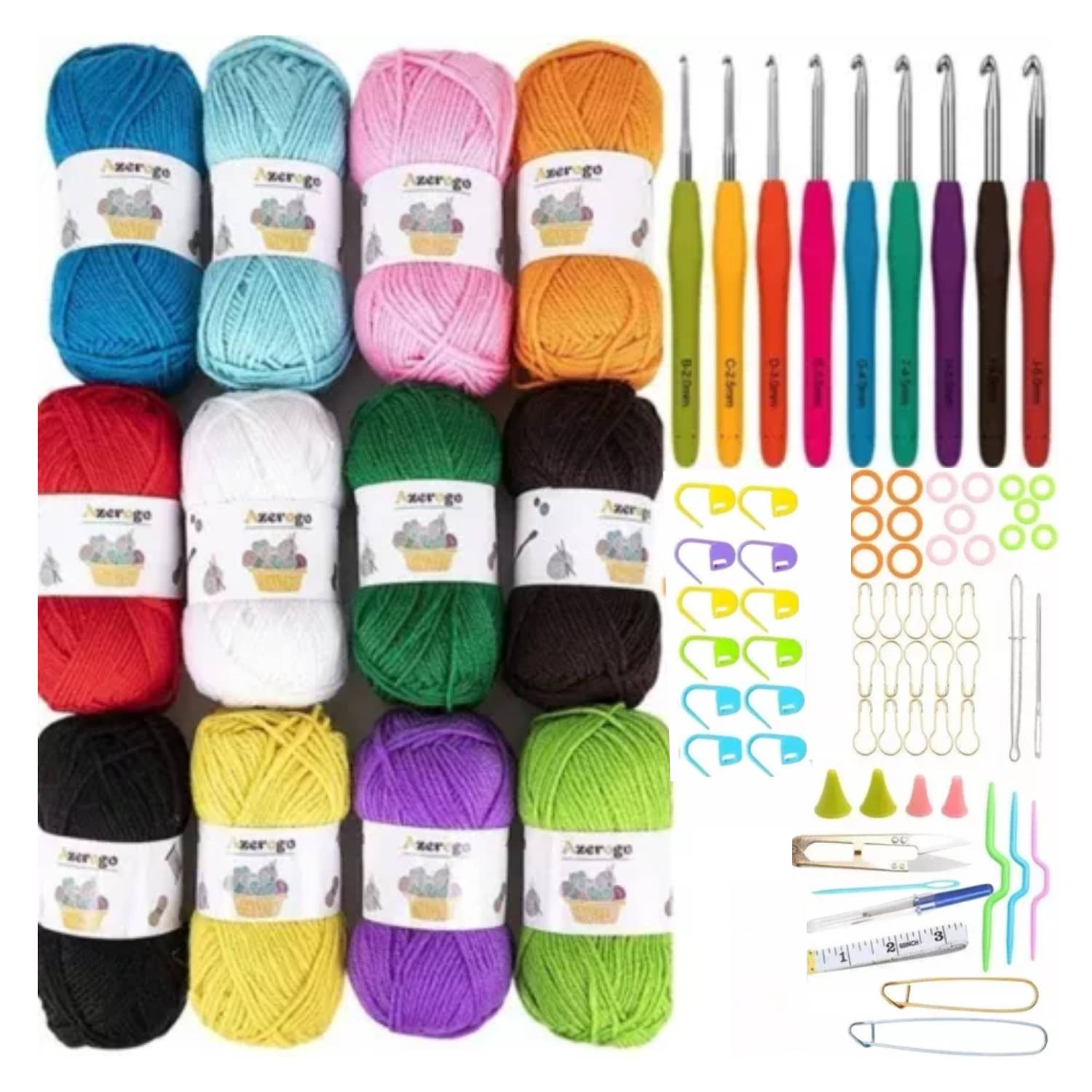 Kit de Costura Hilos Agujas Más Set de Crochet Ganchillo para