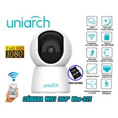 UNIARCH - Cámara Seguridad Wifi Inalambrico 1080P 360° Uho-S2E + SD 64GB