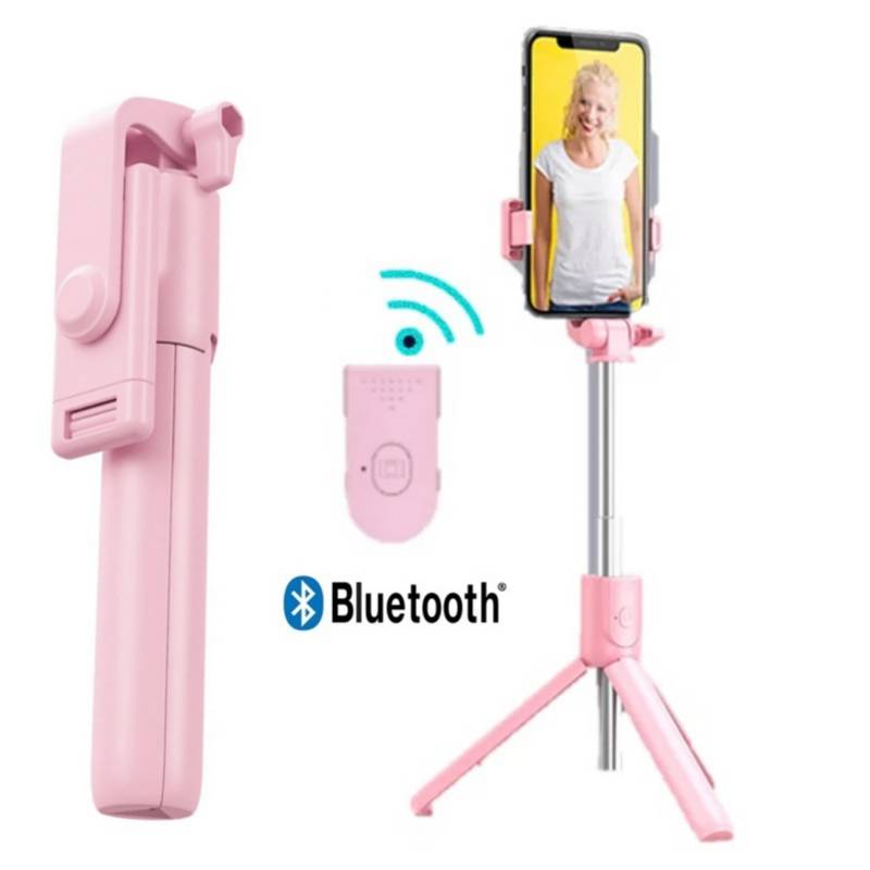 Palo Selfie Stick con TRIPODE Control Bluetooth - ROSADO OEM