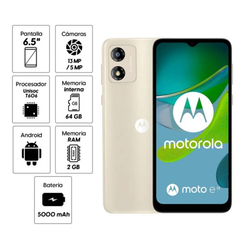 Motorola Moto E13 RAM 2GB 64GB Blanco Crema MOTOROLA