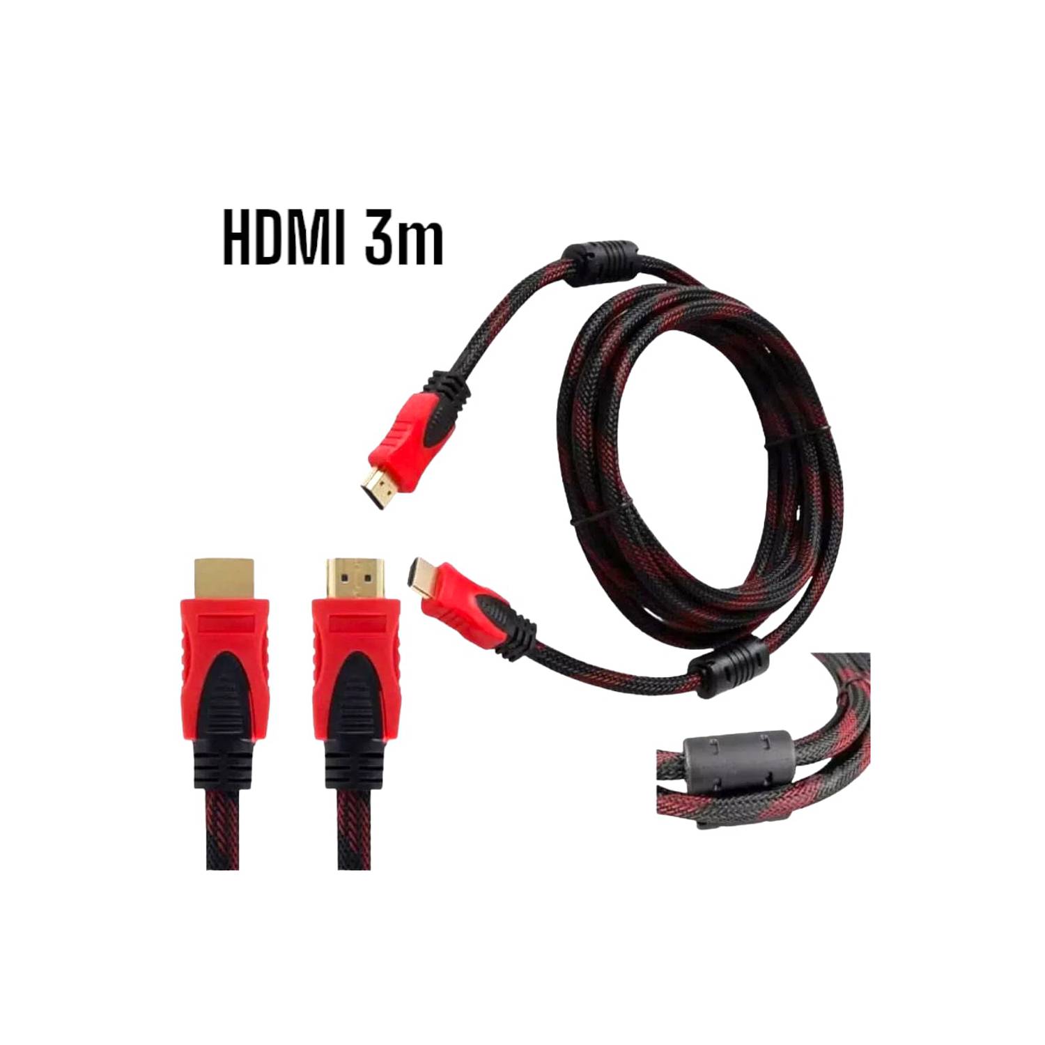 Cable HDMI-HDMI con Filtro 3m 3metros Full HD 3D V14 Enmallado OEM