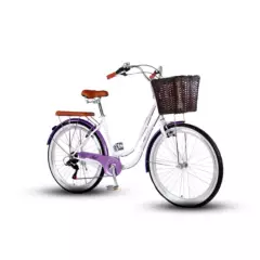 JAFI - Bicicleta de paseo Jafi Lavender 26 Blanco Lila