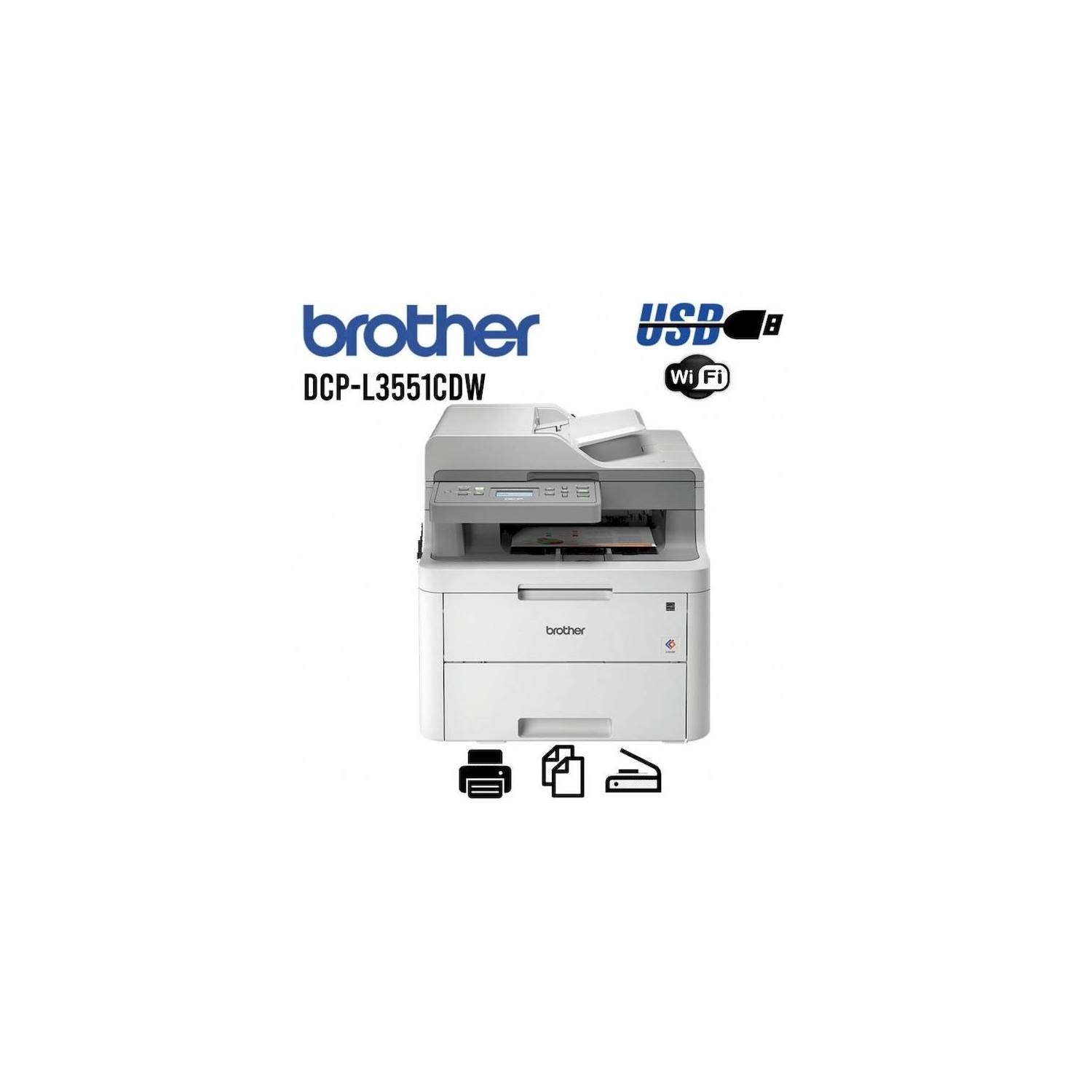 Impresora Multifuncional Brother DCP-L3551CDW Laser Color Wifi