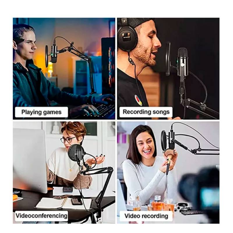 Micrófono Condensador Profesional Antipop Para Streaming Podcast GENERICO