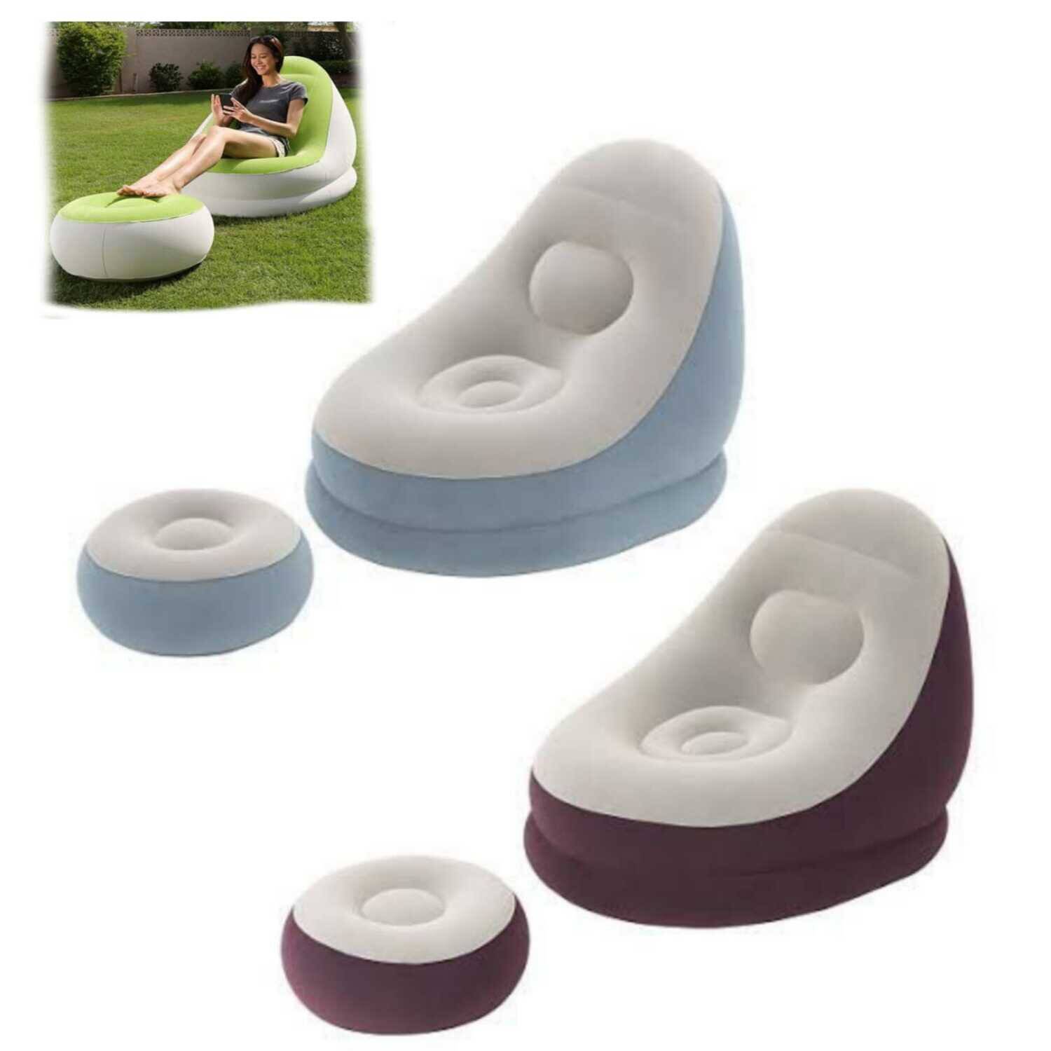 SOFÁ SILLÓN INFLABLE CON POSA PIES PUFF INFLABLE . BESTWAY - COMERCIAL  OCÉANO