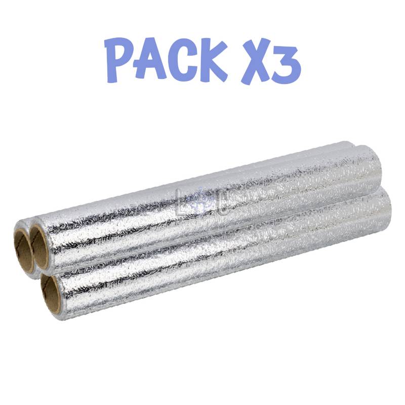 Pack x3 Papel Aluminio Adhesivo Para Protección Superficies 61cmx2m  GENERICO