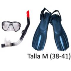 GENERICO - Pack Mascara y Snorkel con Aletas de TPR talla M color negro