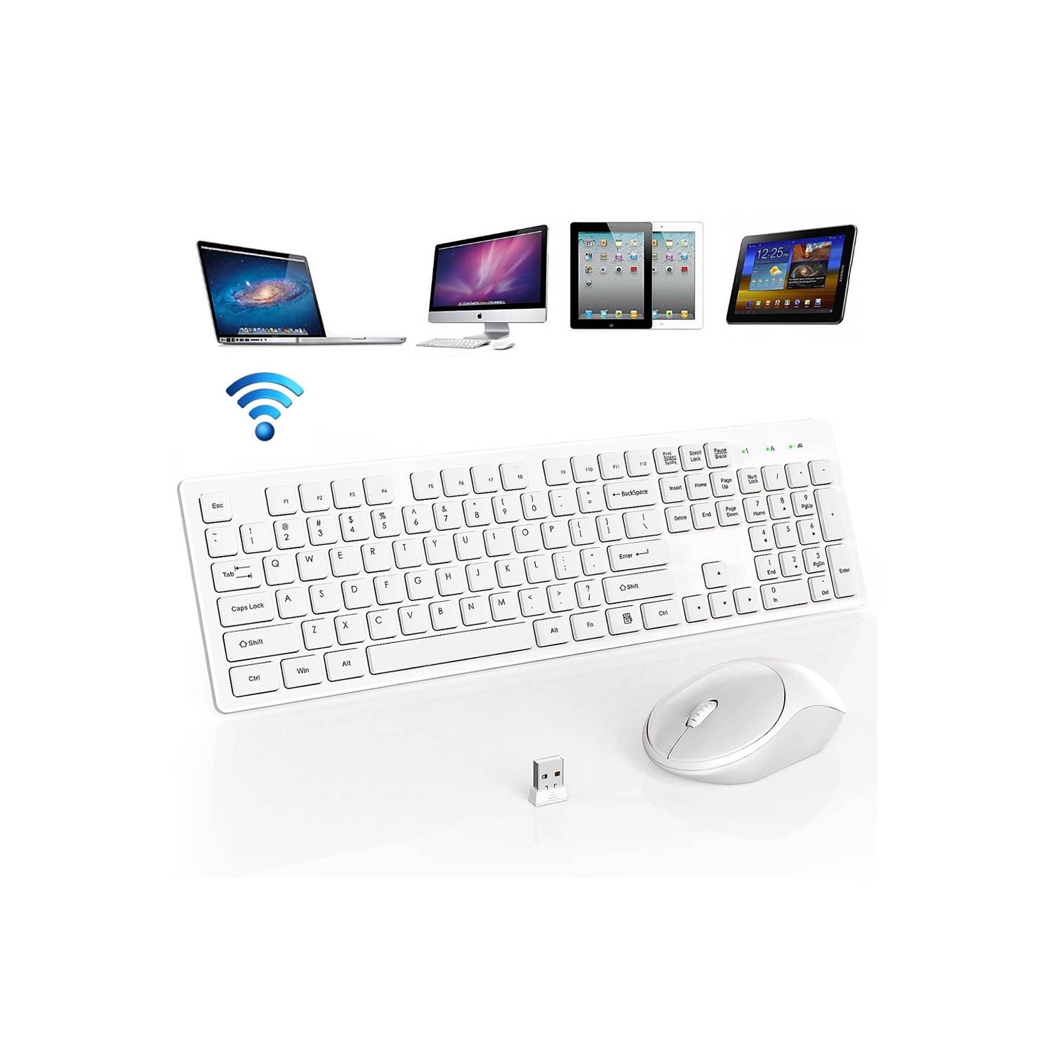 Teclado y Mouse Inalámbrico Blanco USB 2.4 GHz para Windows y Macbook I  Oechsle - Oechsle