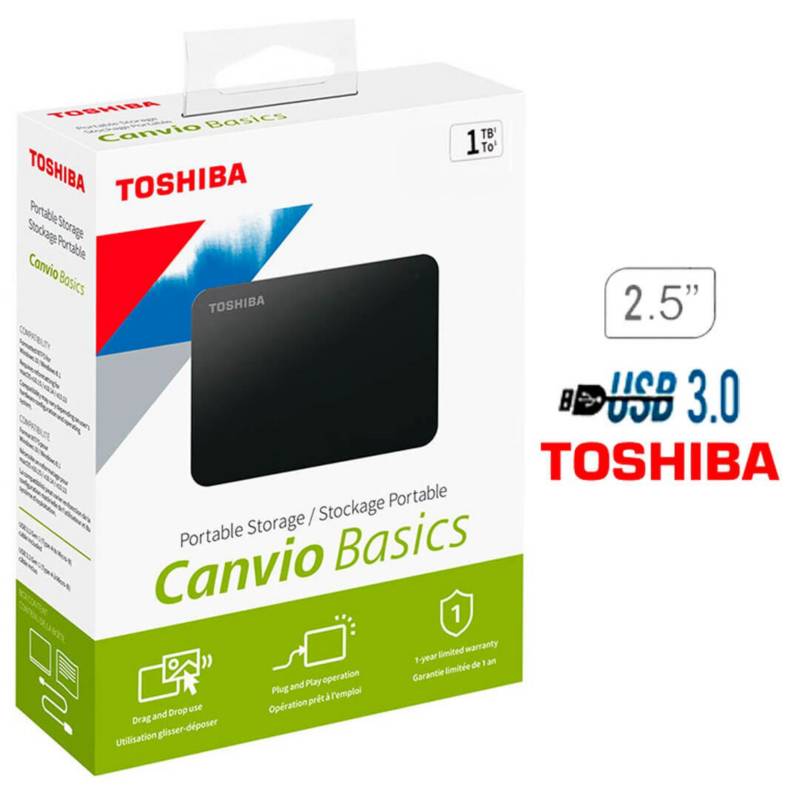 Disco Duro Externo 1tb Toshiba Canvio Basics 3.0. Toshiba HDTB410XK3AA