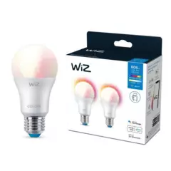 WIZ - PACK X2 - Foco LED Inteligente WiZ Color RGB A60 8W