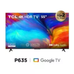 TCL - Televisor TCL Led 55 UHD 4K Smart Google Tv 55P635