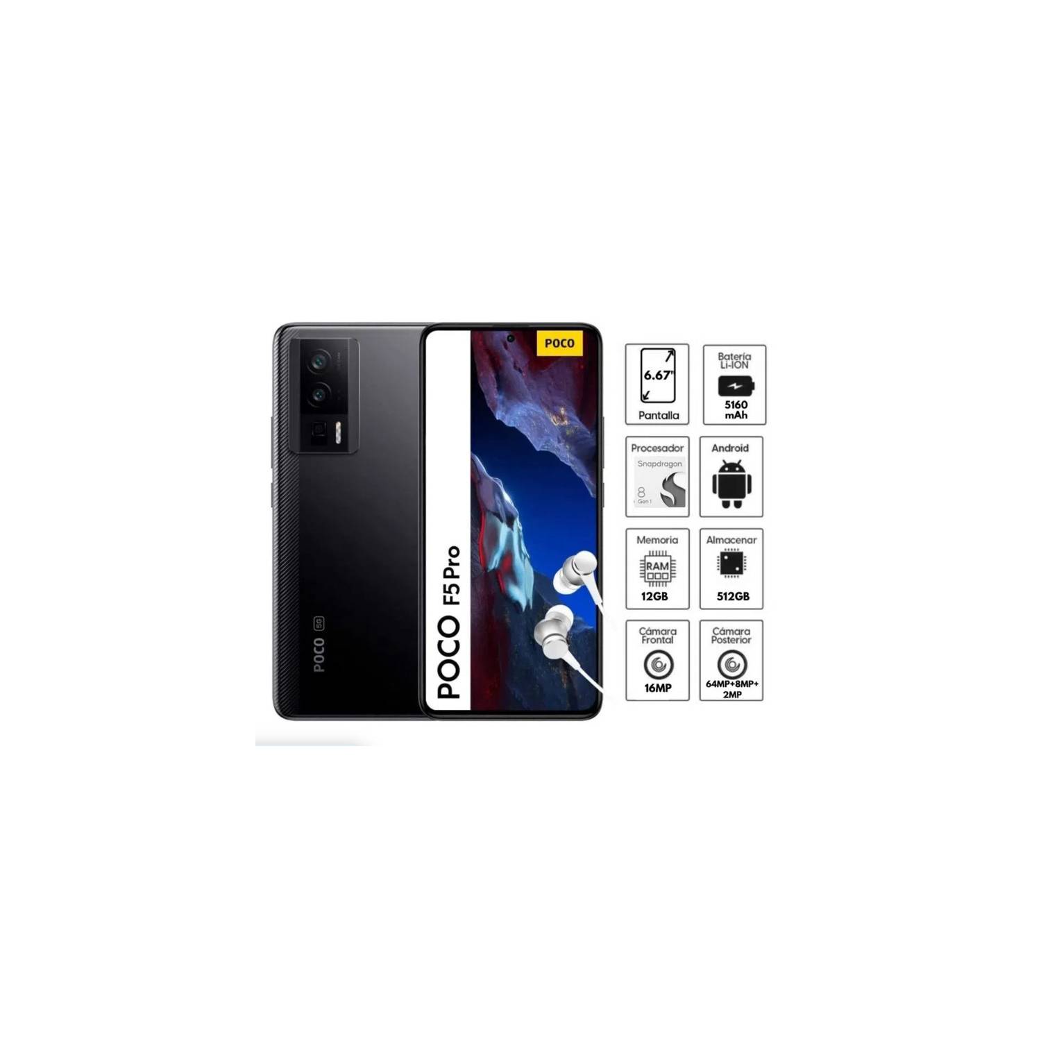 Celular POCO F5 Pro 6.67 512GB 12GB RAM Snapdragon 8+ 120Hz Color Gris  XIAOMI