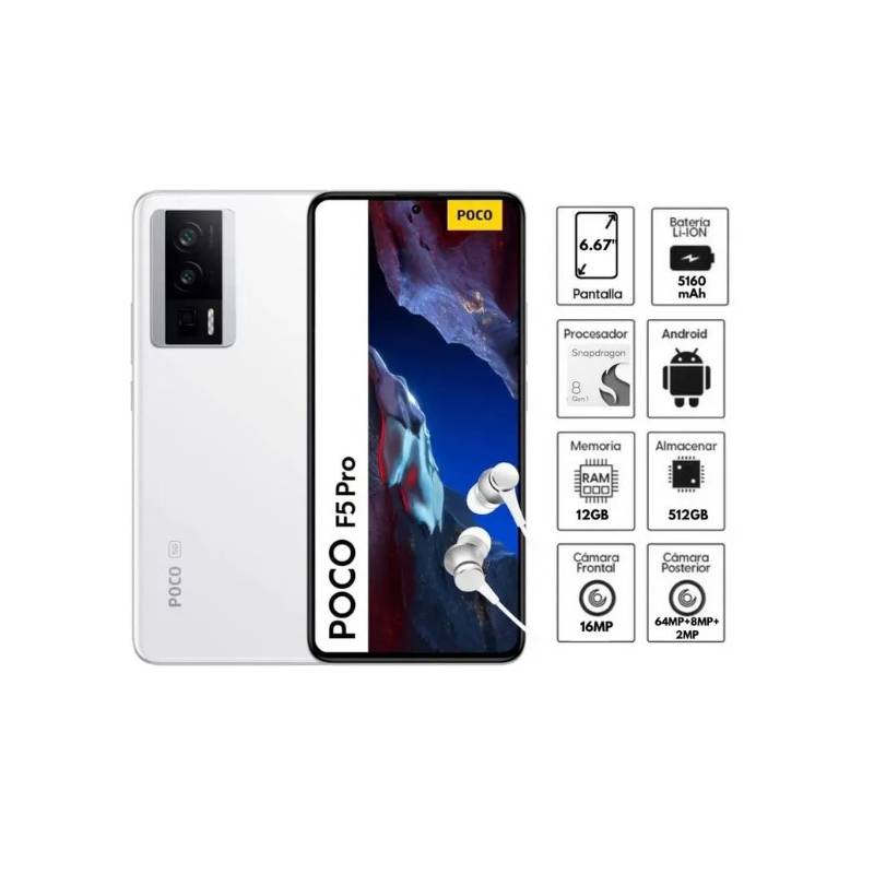 Celular POCO F5 Pro 6.67 512GB 12GB RAM Snapdragon 8 + 120Hz - Color  Blanco XIAOMI