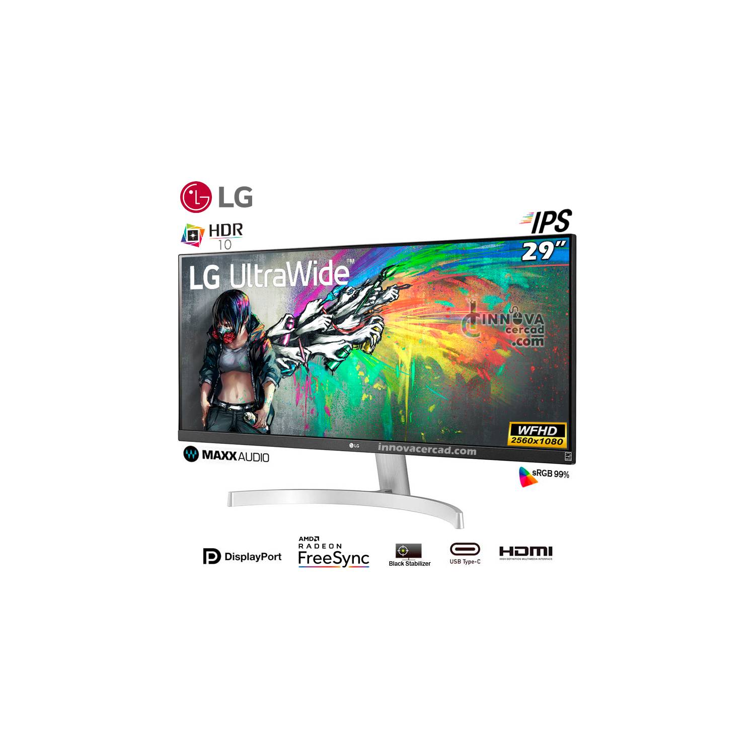 Monitor LG UltraWide de 29 Full HD IPS HDR10 HDMI 29WQ600-W